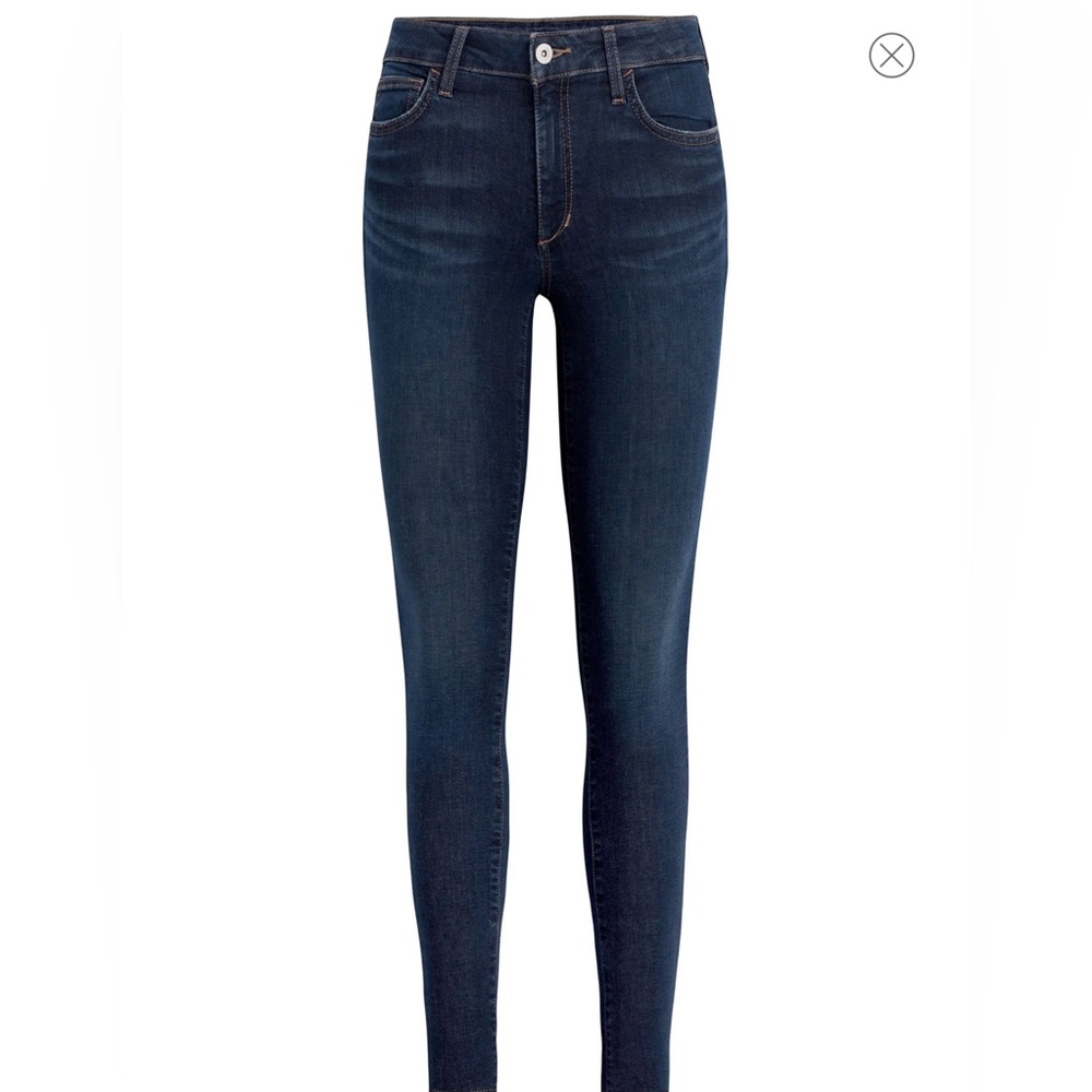 Hudson Blair Mid Rise Stretch Skinny Jeans in Downbeat Raw Hem